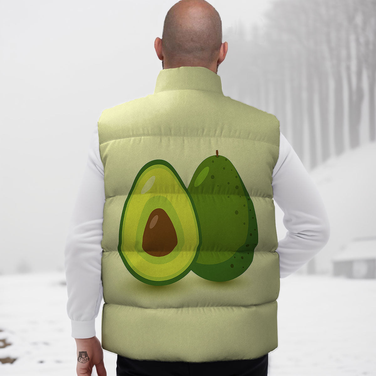 Avocado Green Print Down Vest