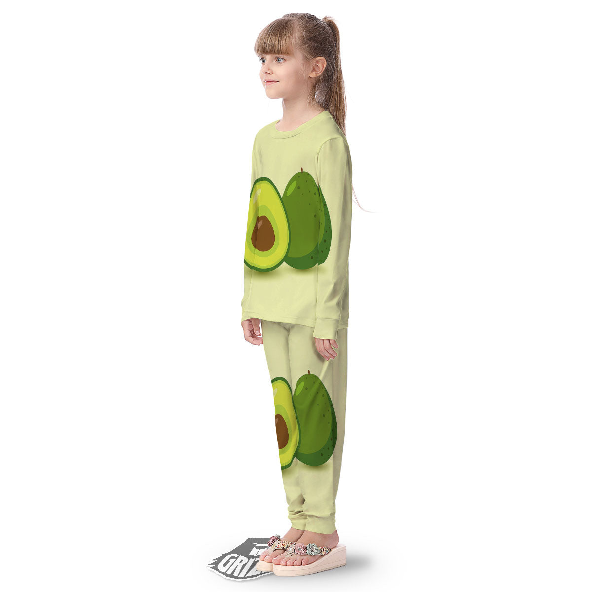 Avocado Green Print Kid's Pajamas-grizzshop