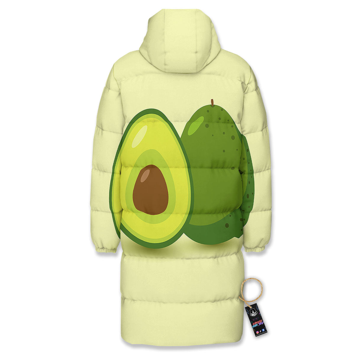 Avocado Green Print Long Down Jacket-grizzshop