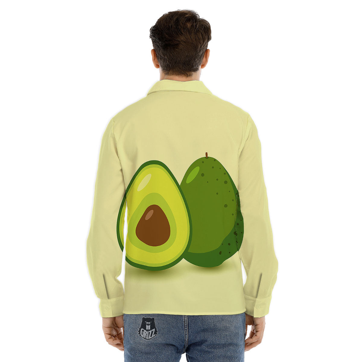 Avocado Green Print Men's Dress Shirts-grizzshop