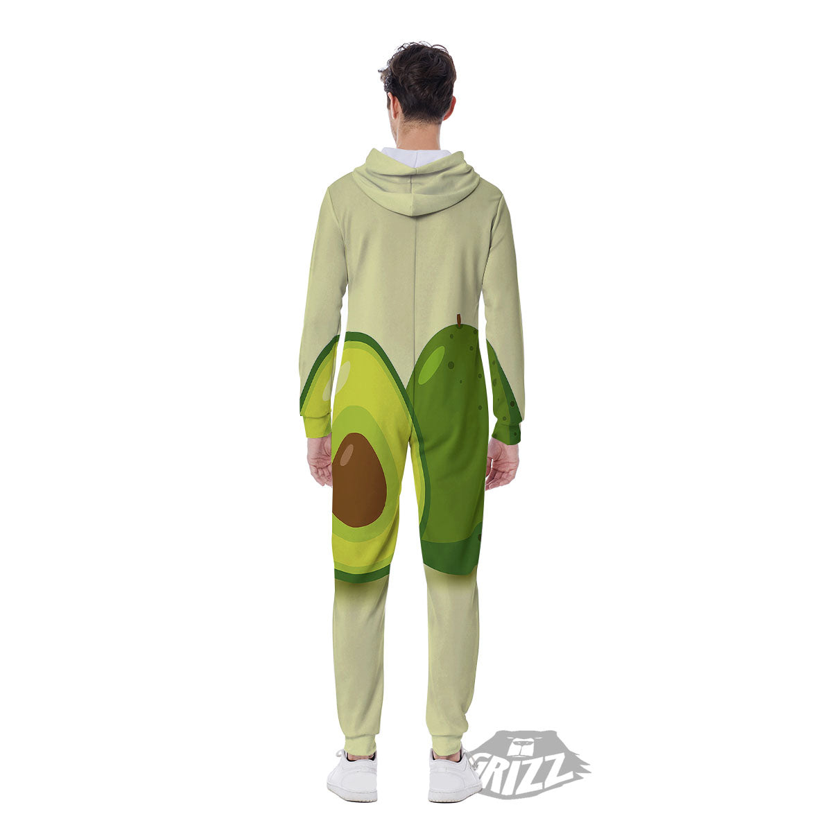Avocado Green Print Men's Jumpsuit-grizzshop
