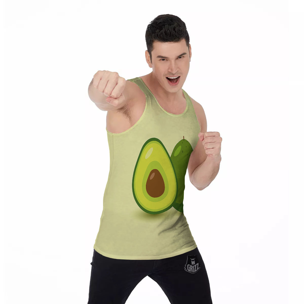 Avocado Green Print Men's Tank Top-grizzshop