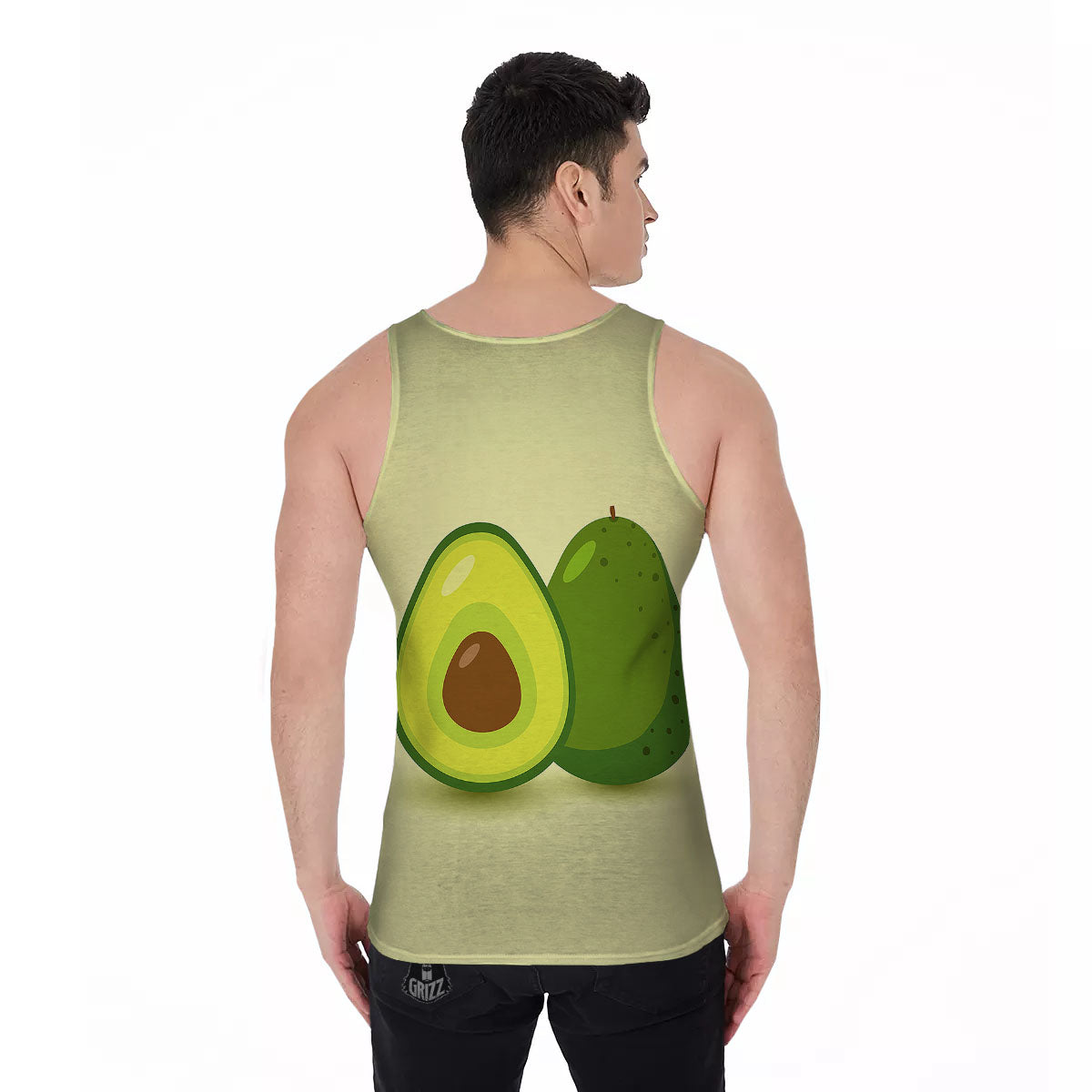 Avocado Green Print Men's Tank Top-grizzshop