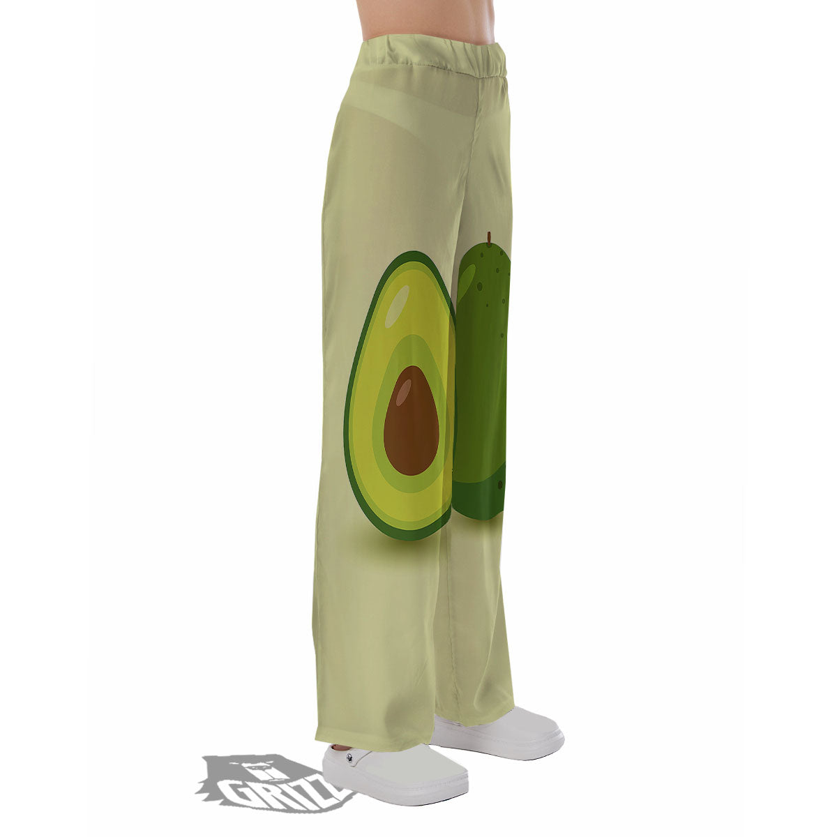 Avocado Green Print Pajama Pants-grizzshop
