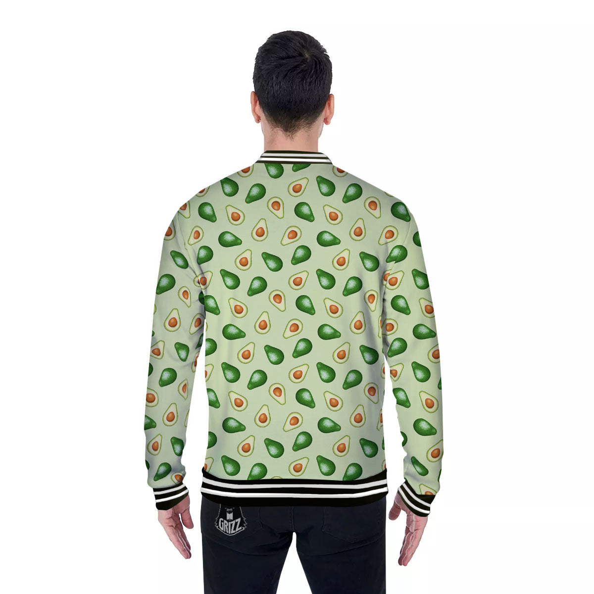 Avocado Half Cut Print Baseball Jacket-grizzshop