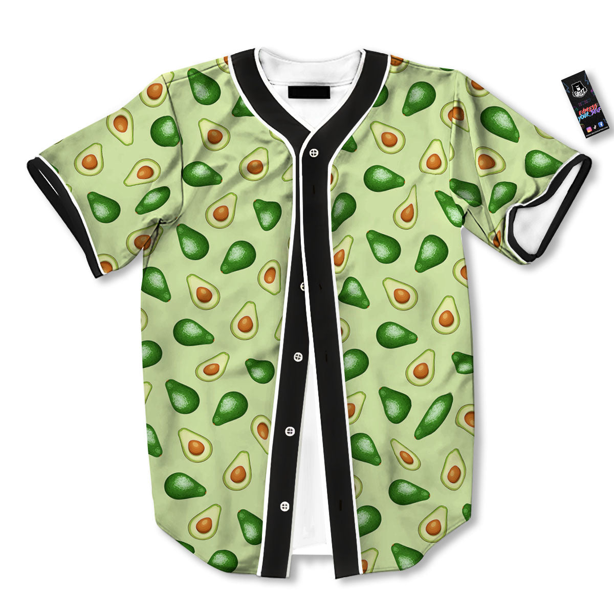 Avocado Half Cut Print Baseball Jersey-grizzshop