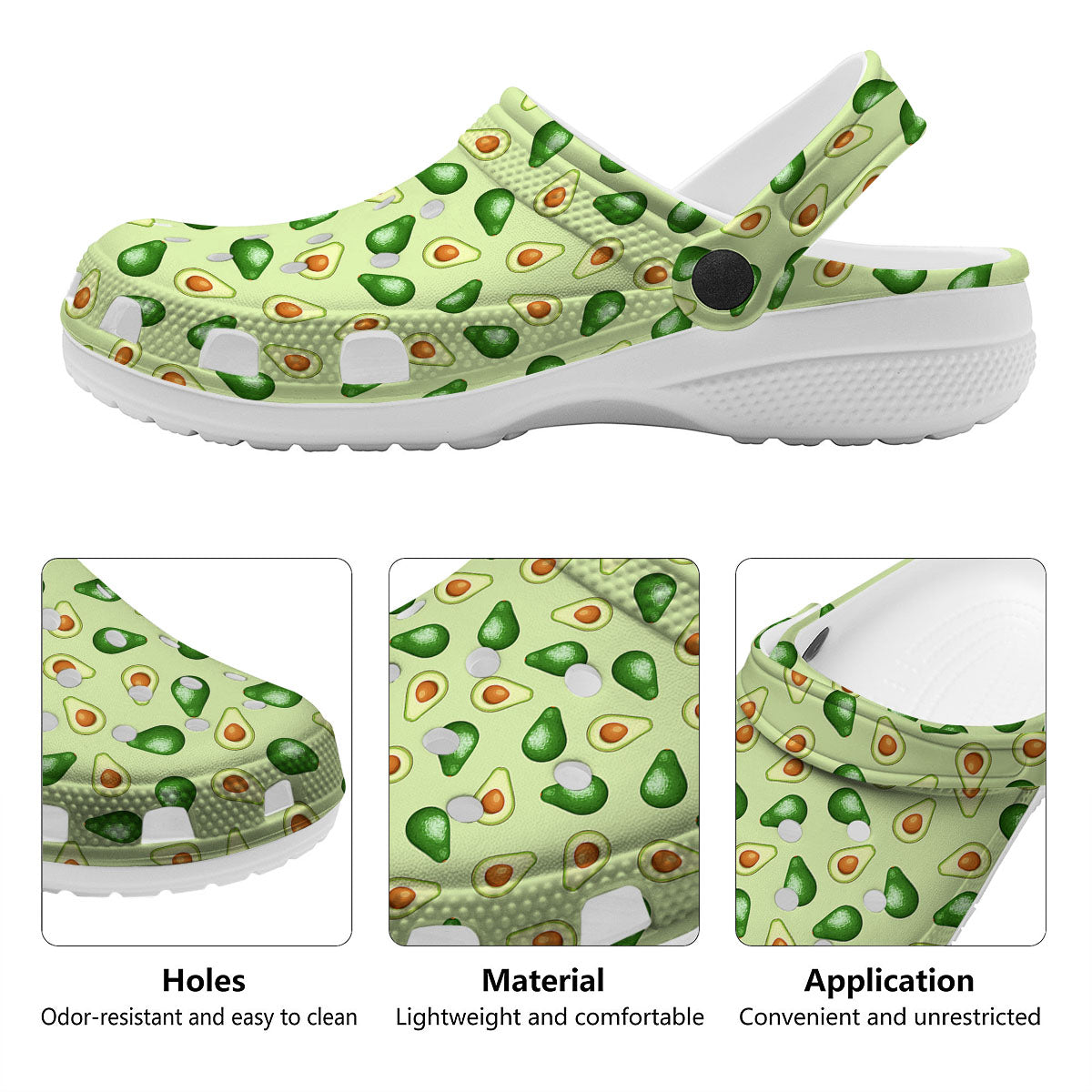 Avocado Half Cut Print Clog-grizzshop