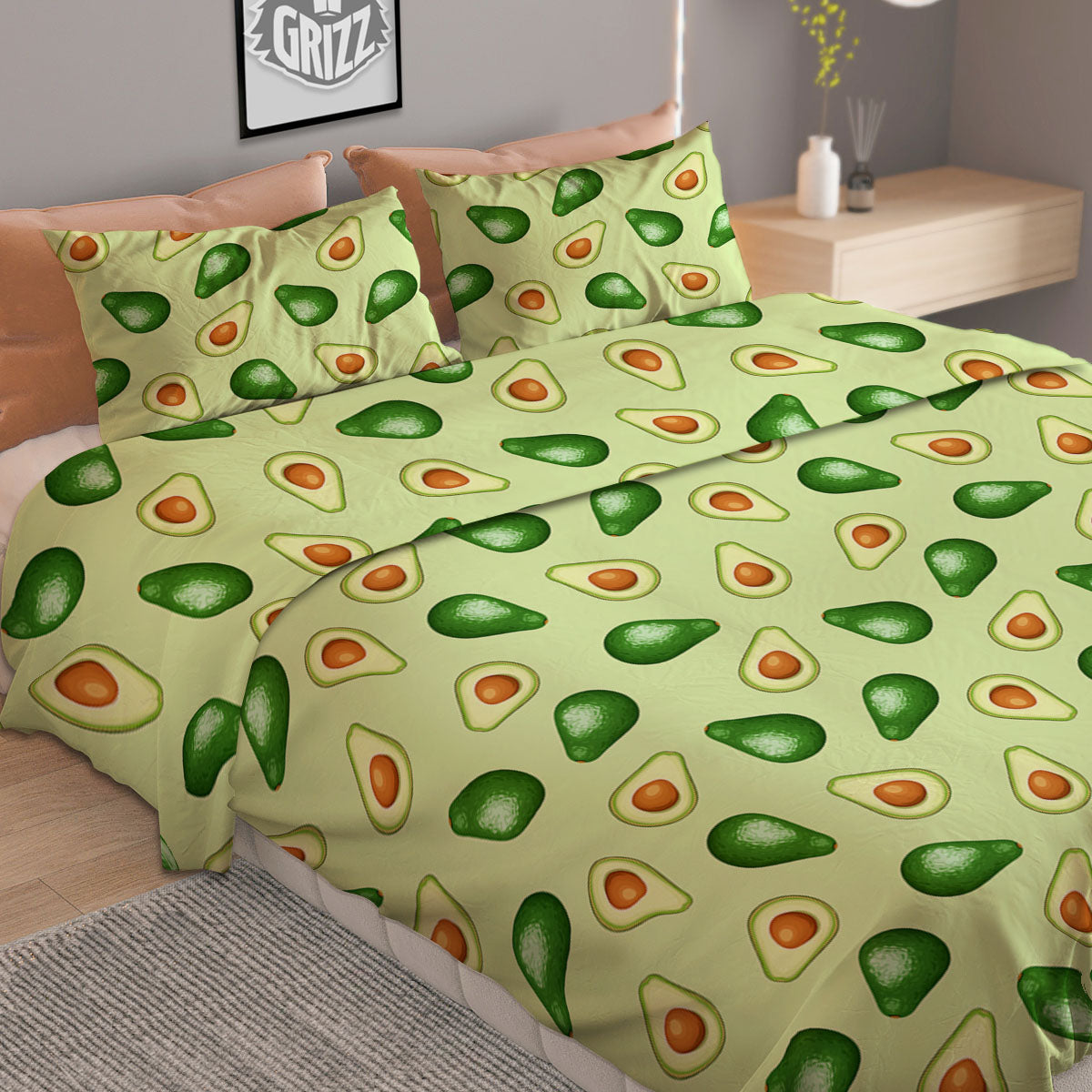 Avocado Half Cut Print Duvet Cover Bedding Set