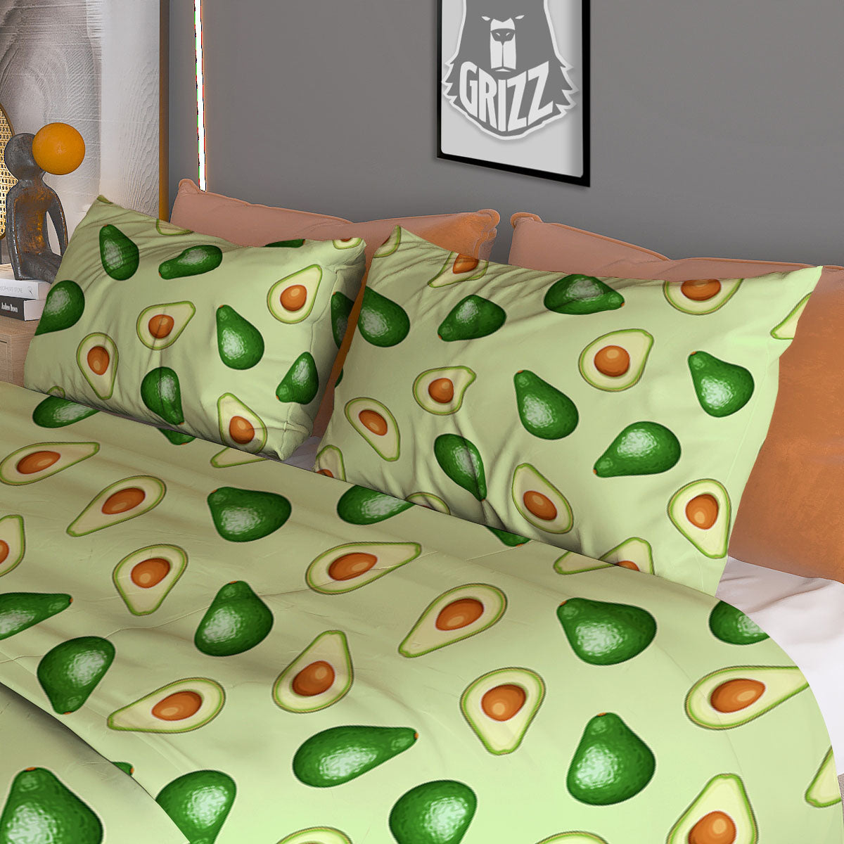 Avocado Half Cut Print Duvet Cover Bedding Set