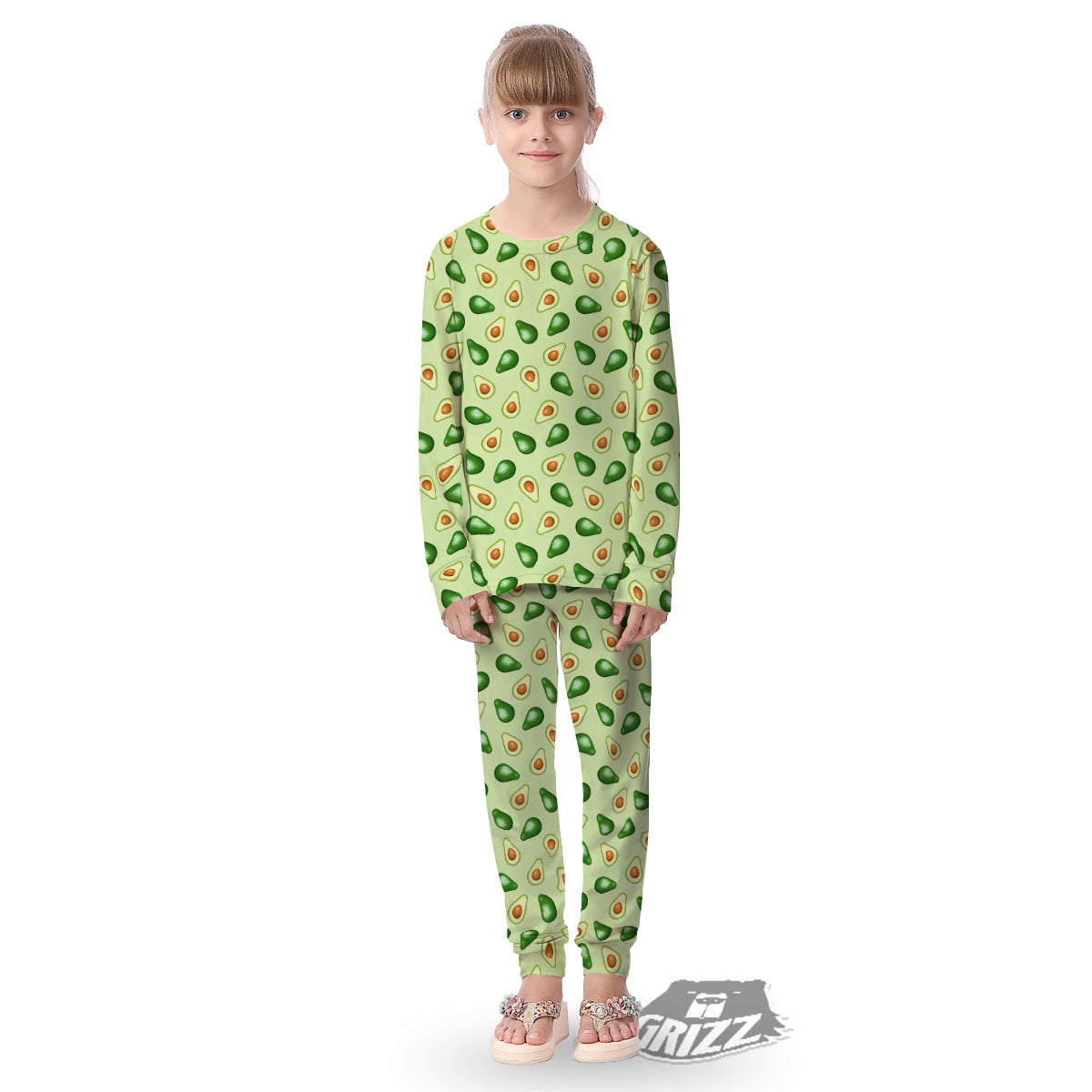 Avocado Half Cut Print Kid's Pajamas-grizzshop