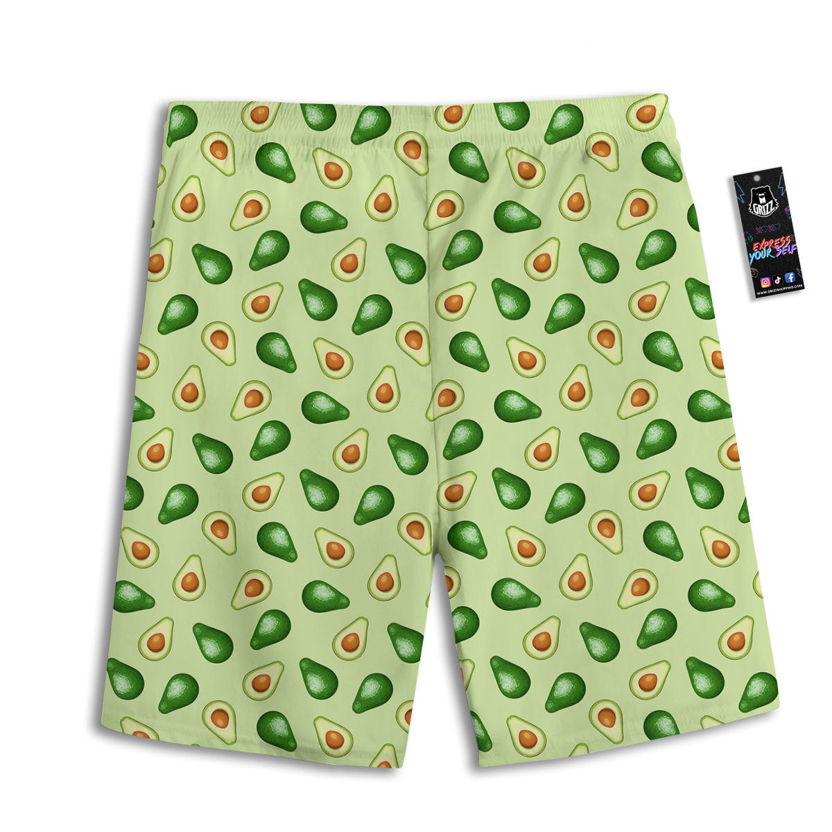 Avocado Half Cut Print Men's Athletic Shorts