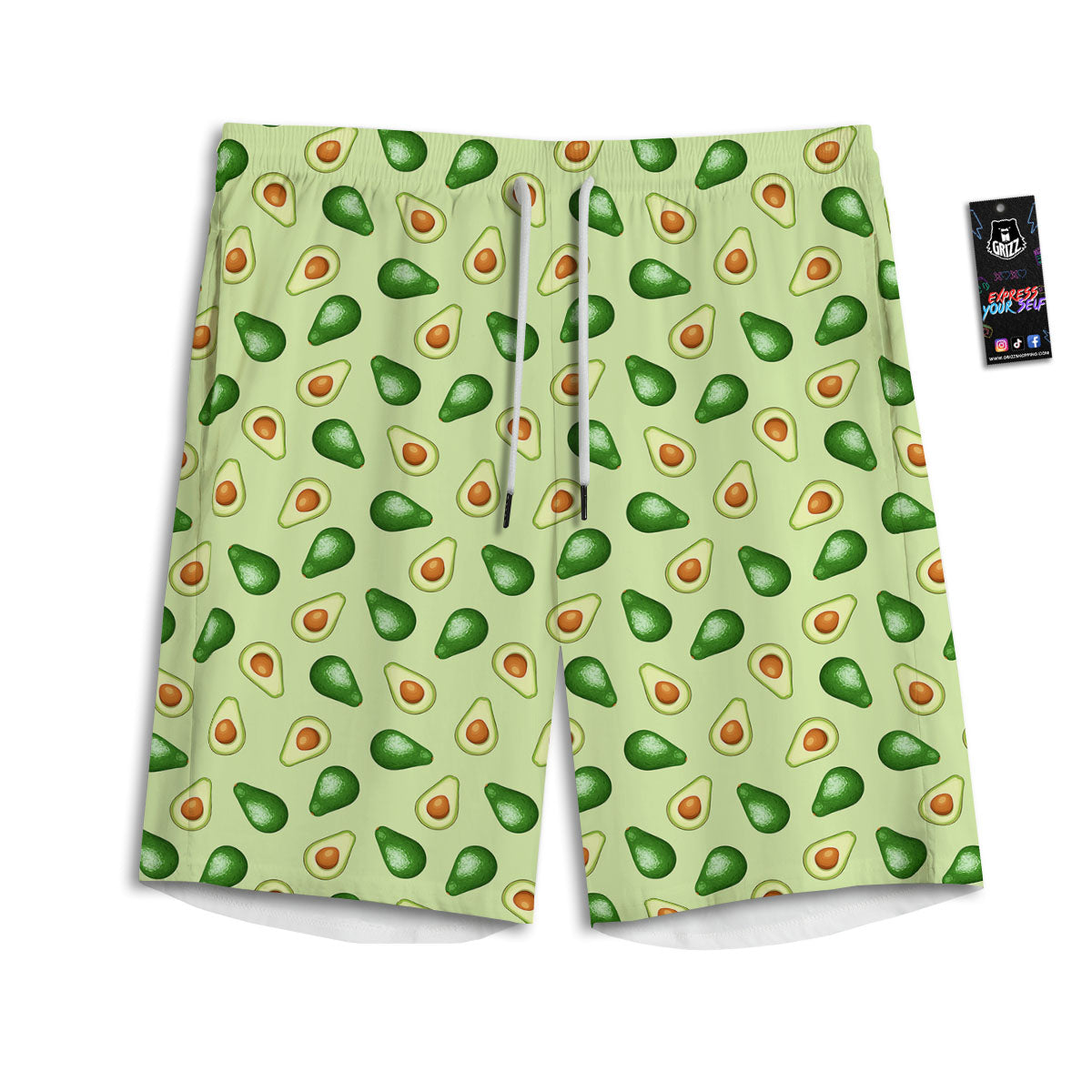 Avocado Half Cut Print Men's Athletic Shorts