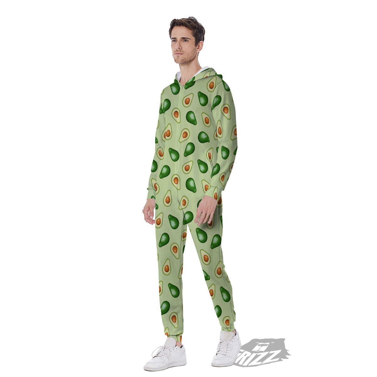 Avocado Half Cut Print Men's Jumpsuit-grizzshop