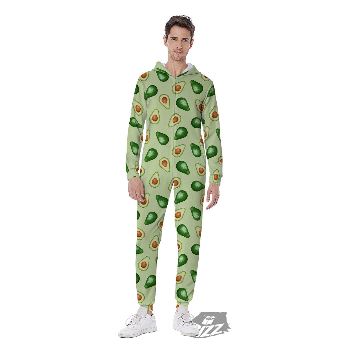 Avocado Half Cut Print Men's Jumpsuit-grizzshop