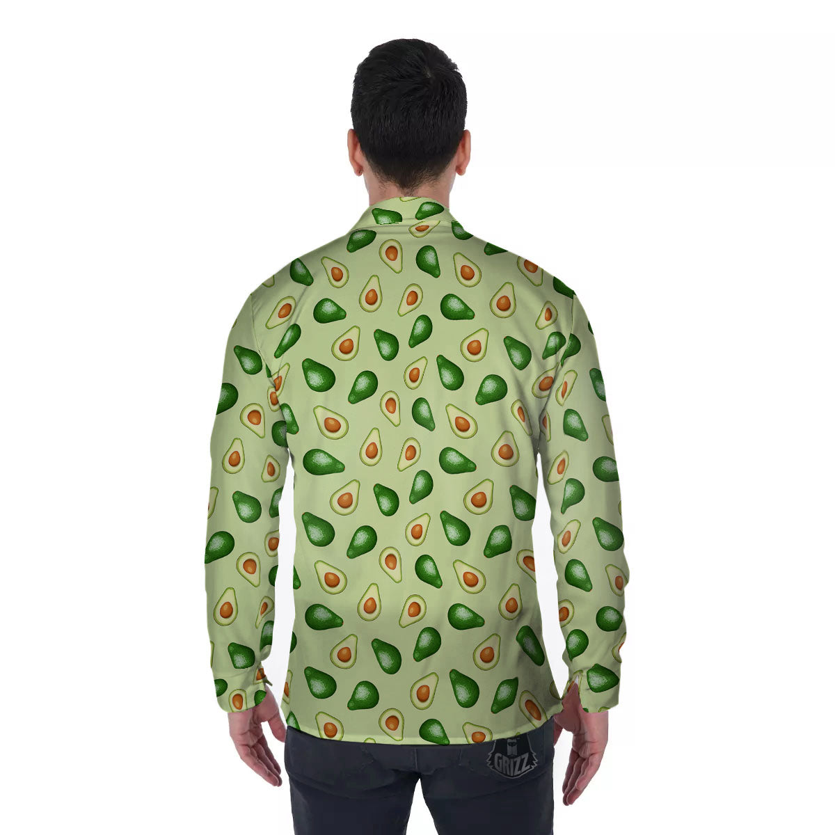 Avocado Half Cut Print Men's Long Sleeve Shirts-grizzshop
