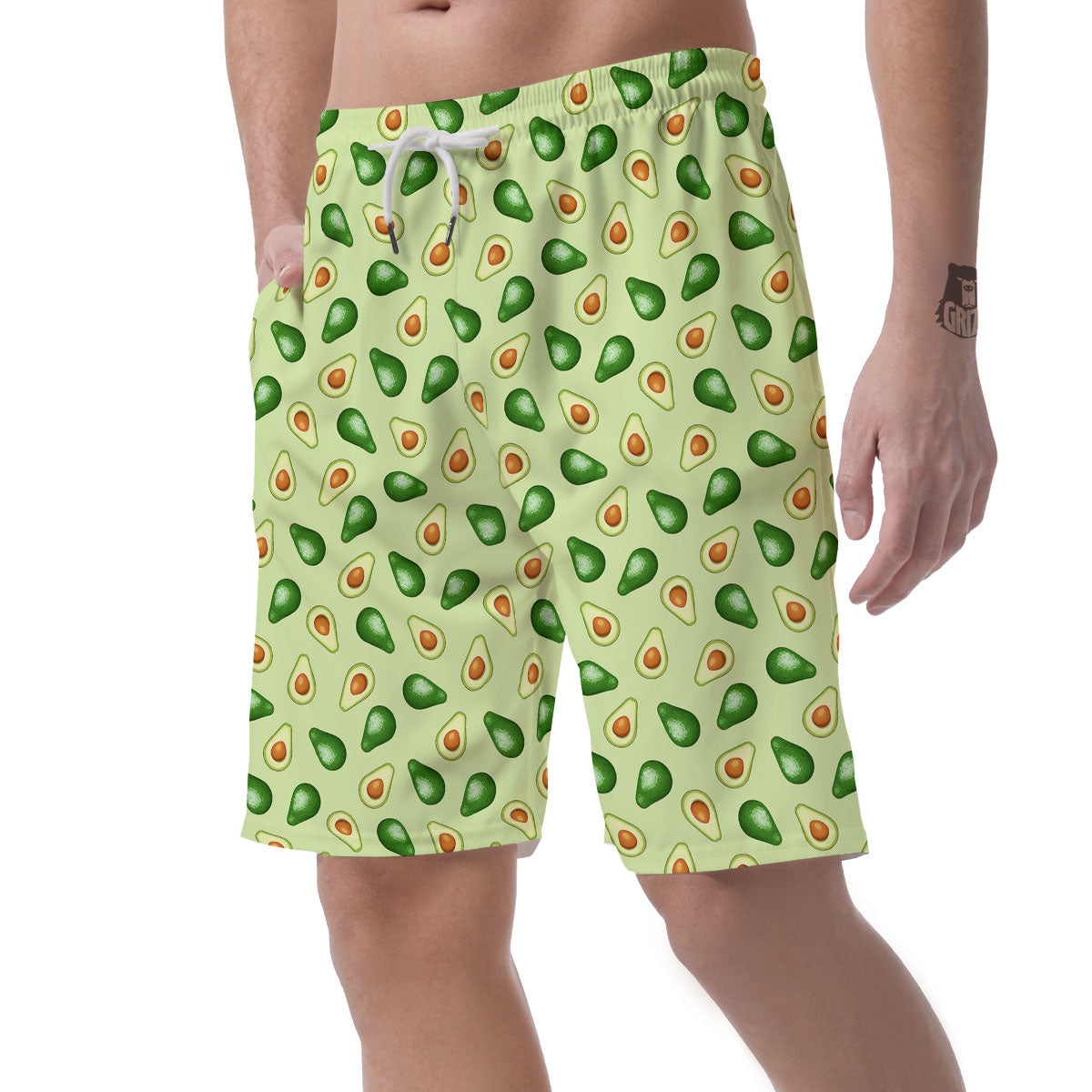 Avocado Half Cut Print Men's Shorts-grizzshop