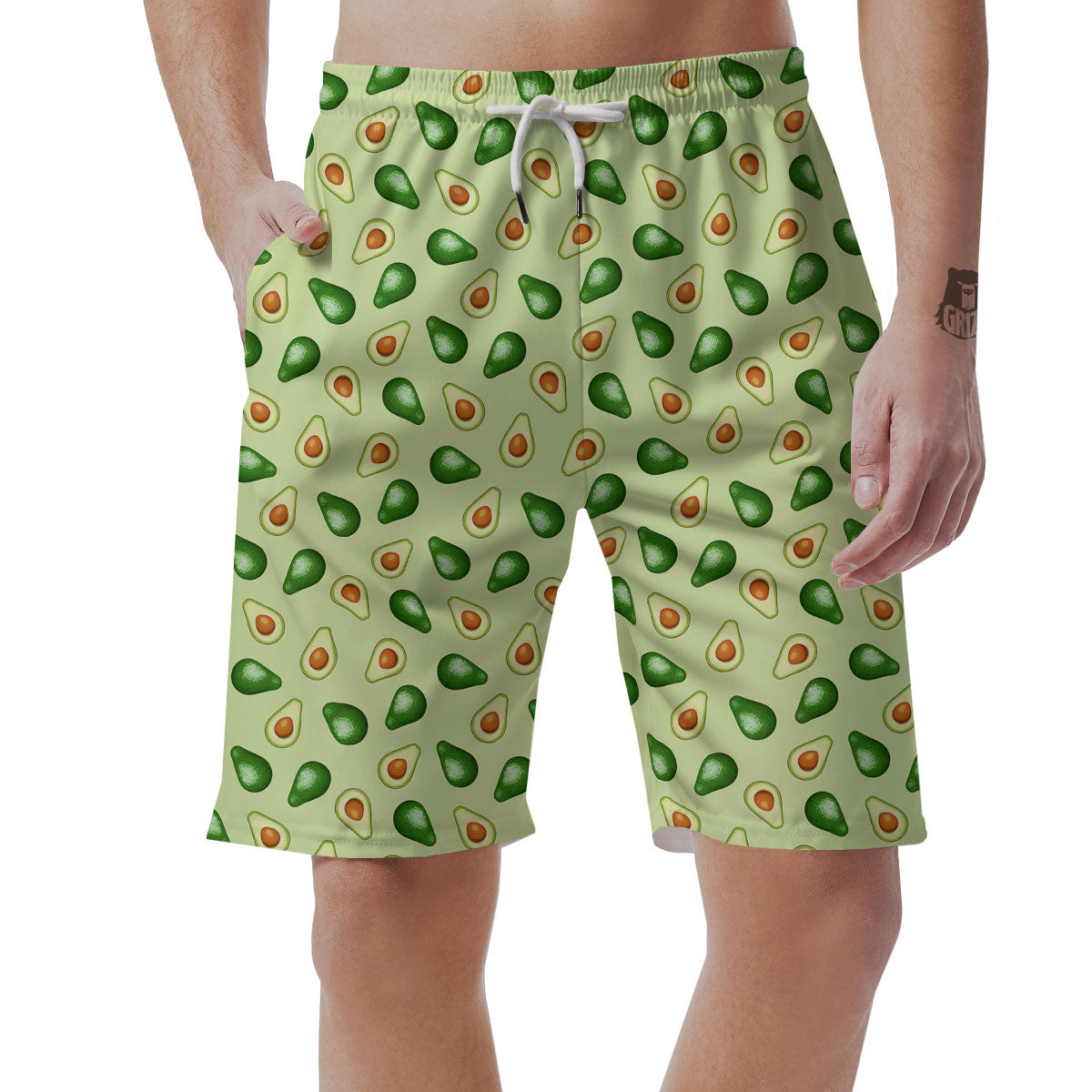 Avocado Half Cut Print Men's Shorts-grizzshop