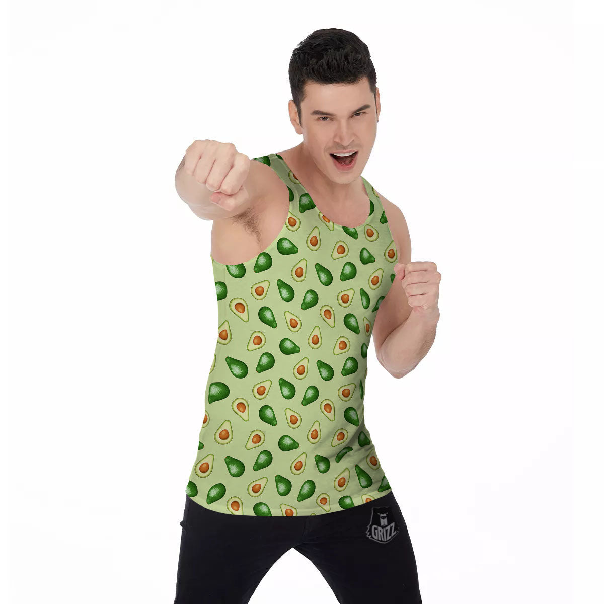 Avocado Half Cut Print Men's Tank Top-grizzshop