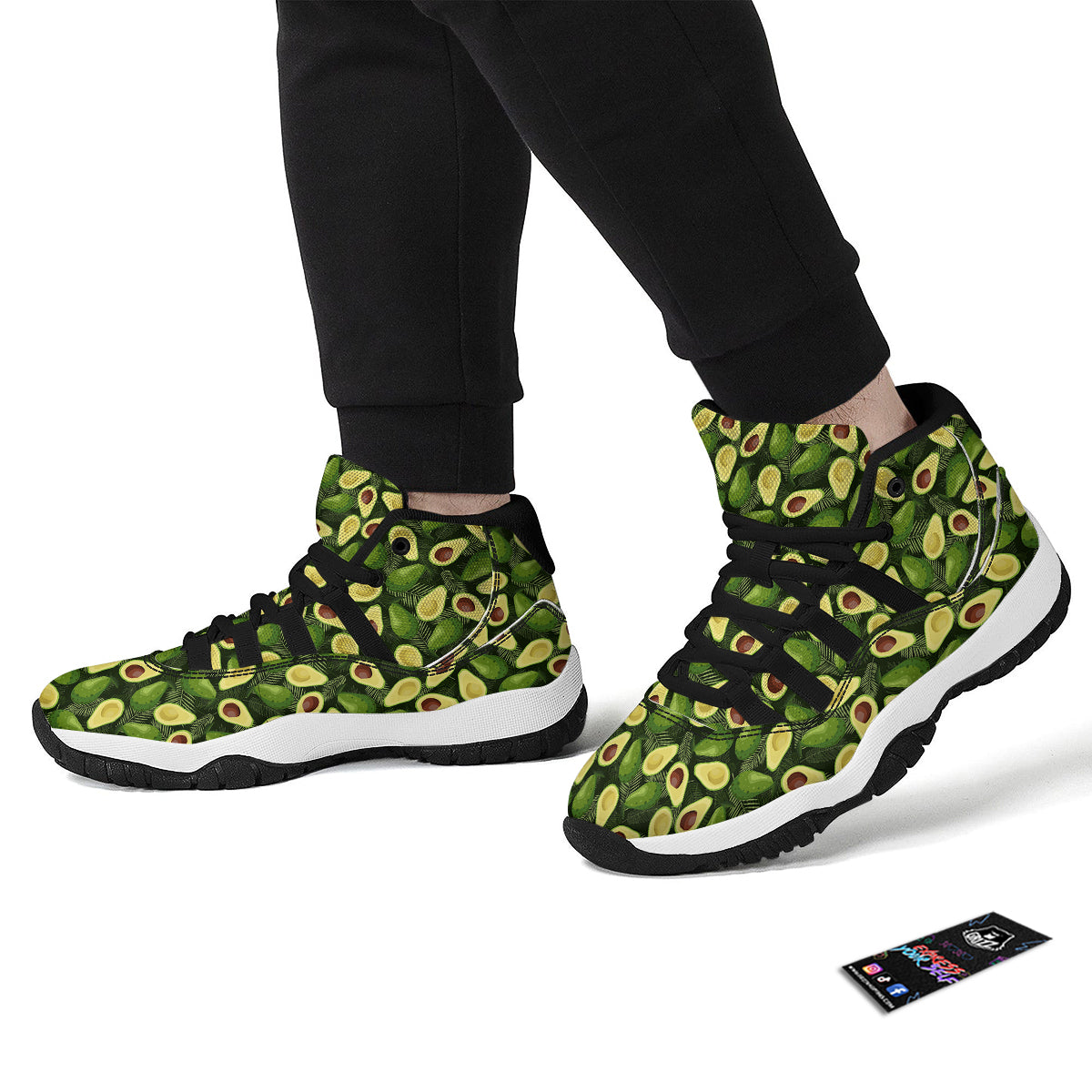 Avocado Half Cut Print Pattern Black Bball Shoes-grizzshop