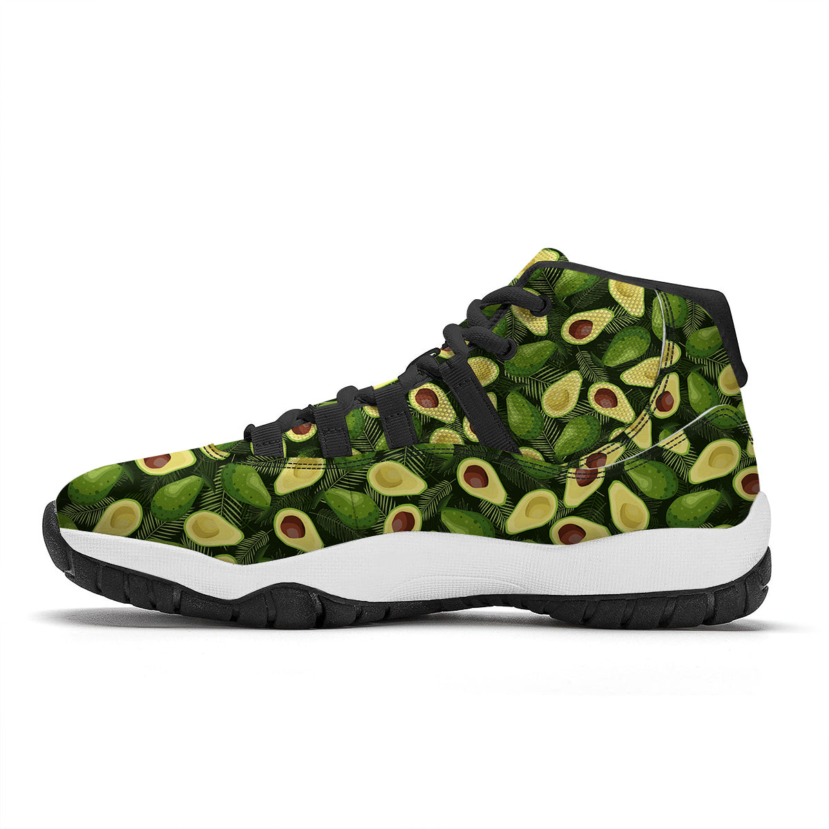 Avocado Half Cut Print Pattern Black Bball Shoes-grizzshop