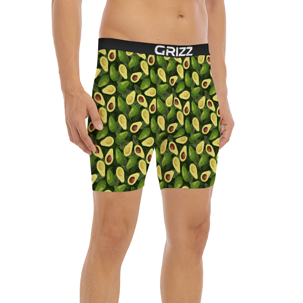 Avocado Half Cut Print Pattern Boxer Briefs-grizzshop