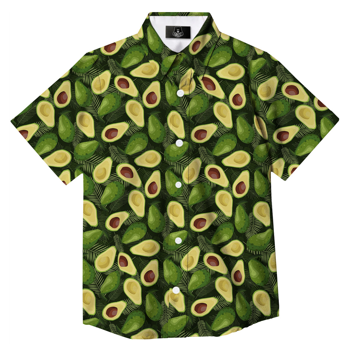 Avocado Half Cut Print Pattern Button Up Shirt-grizzshop