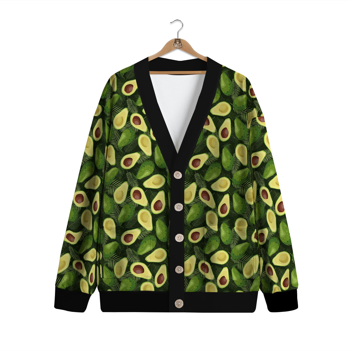 Avocado Half Cut Print Pattern Cardigan-grizzshop