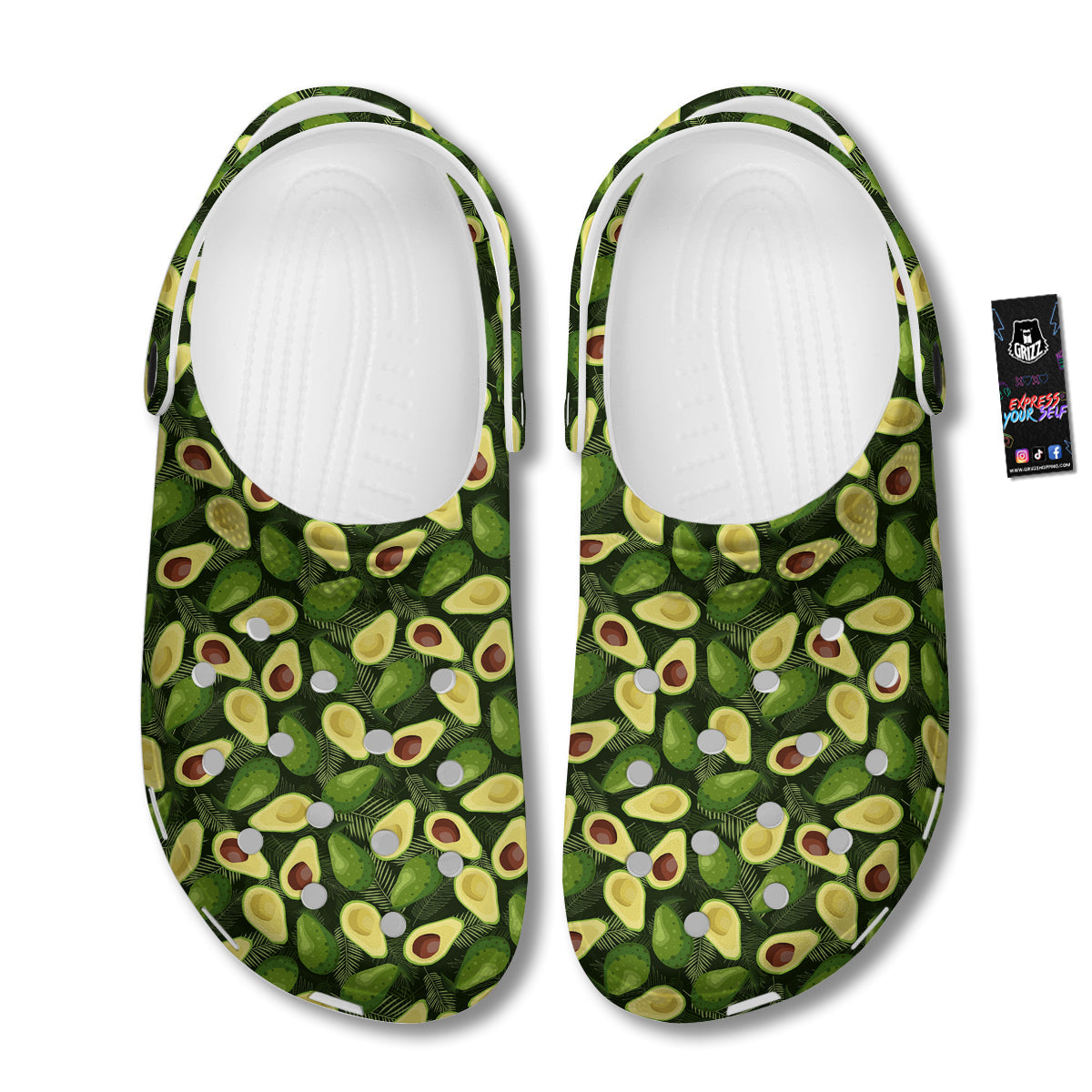 Avocado Half Cut Print Pattern Clog-grizzshop