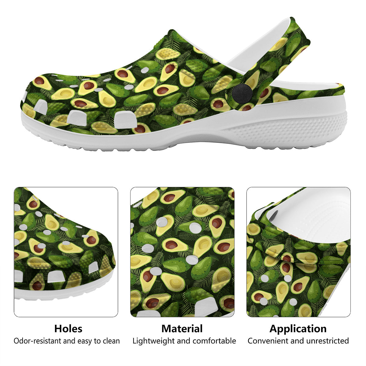 Avocado Half Cut Print Pattern Clog-grizzshop