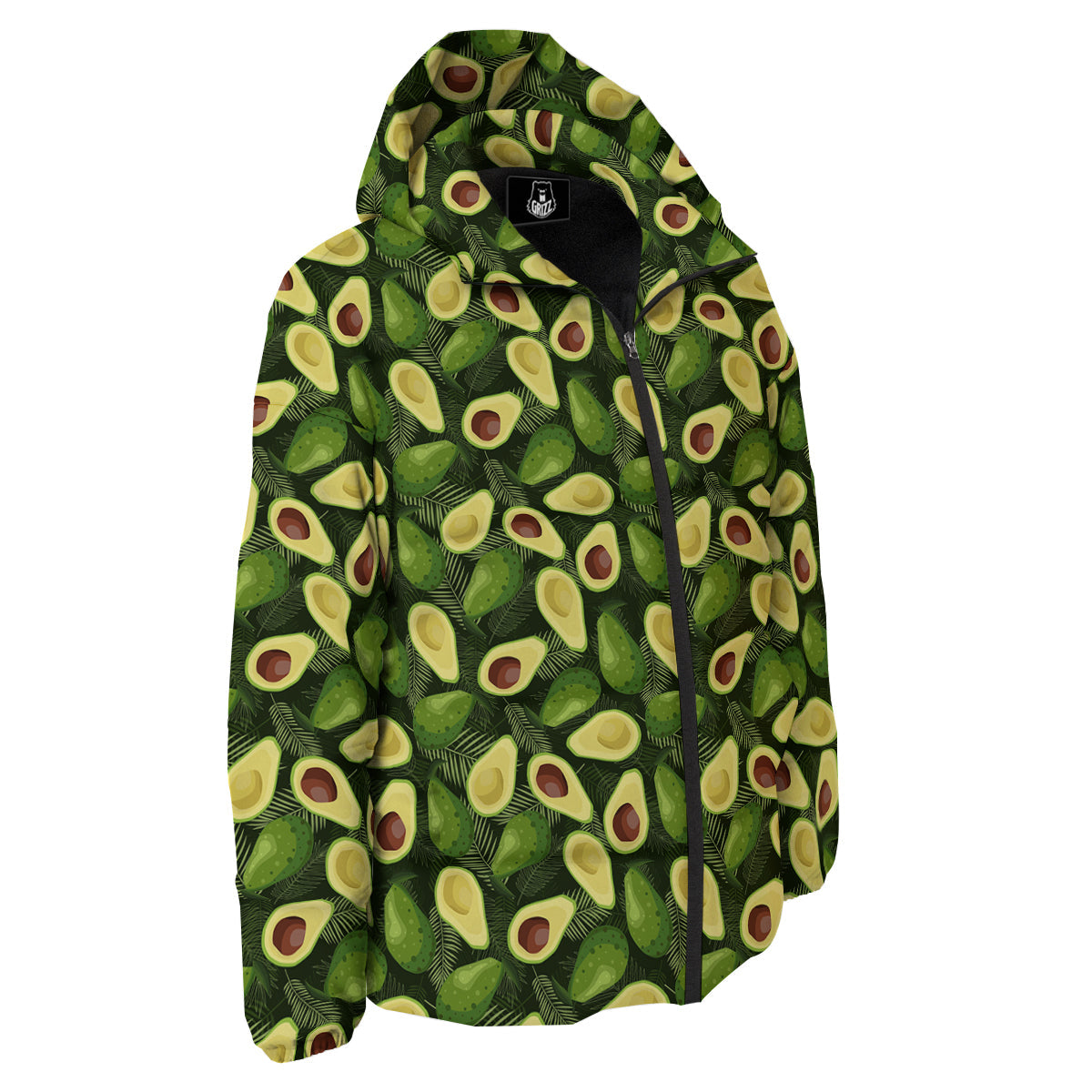 Avocado Half Cut Print Pattern Down Jacket-grizzshop