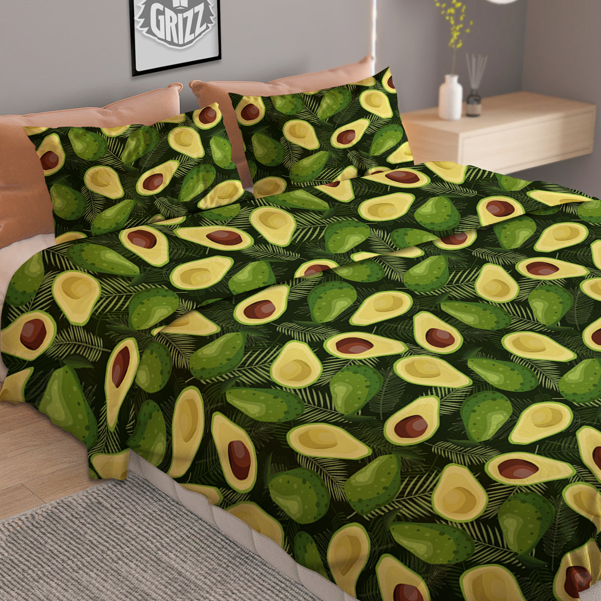Avocado Half Cut Print Pattern Duvet Cover Bedding Set