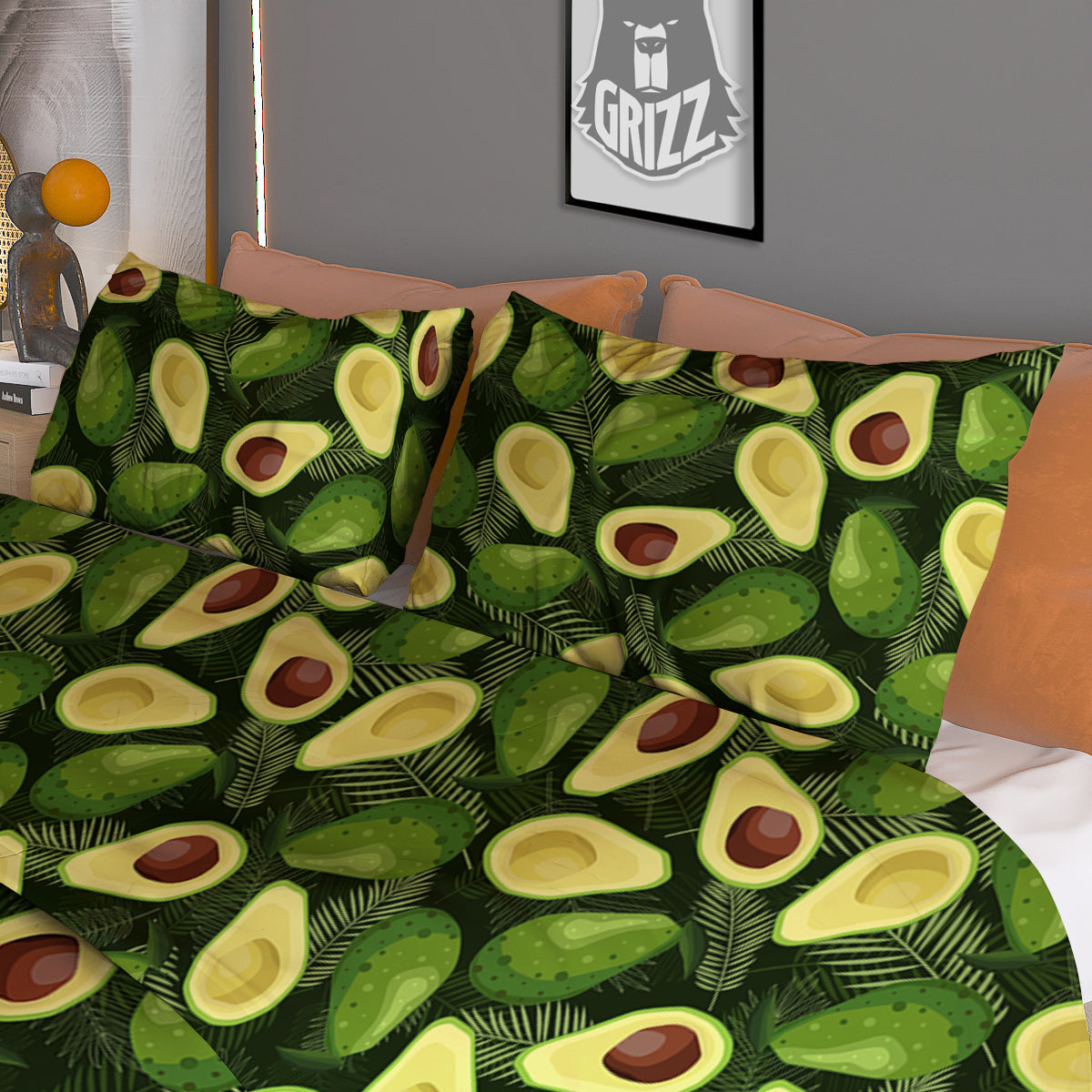 Avocado Half Cut Print Pattern Duvet Cover Bedding Set
