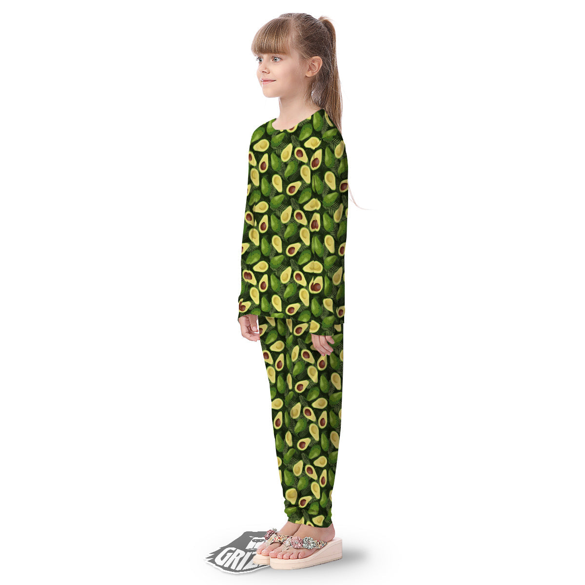 Avocado Half Cut Print Pattern Kid's Pajamas-grizzshop