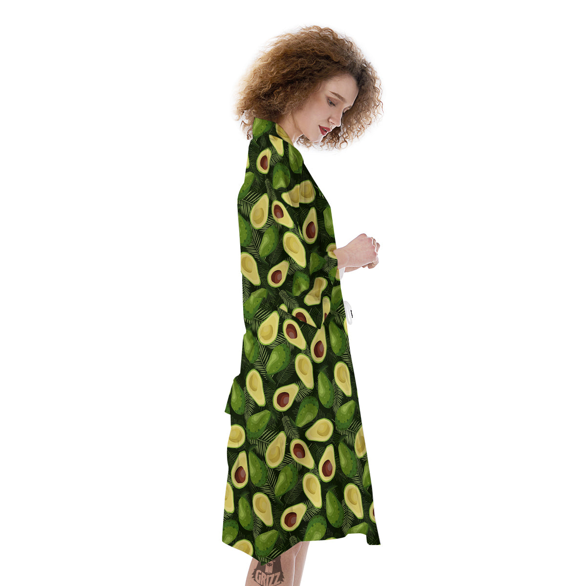 Avocado Half Cut Print Pattern Kimono-grizzshop