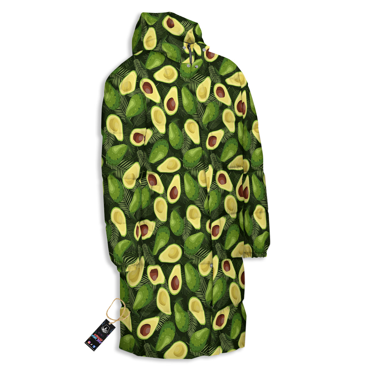 Avocado Half Cut Print Pattern Long Down Jacket-grizzshop