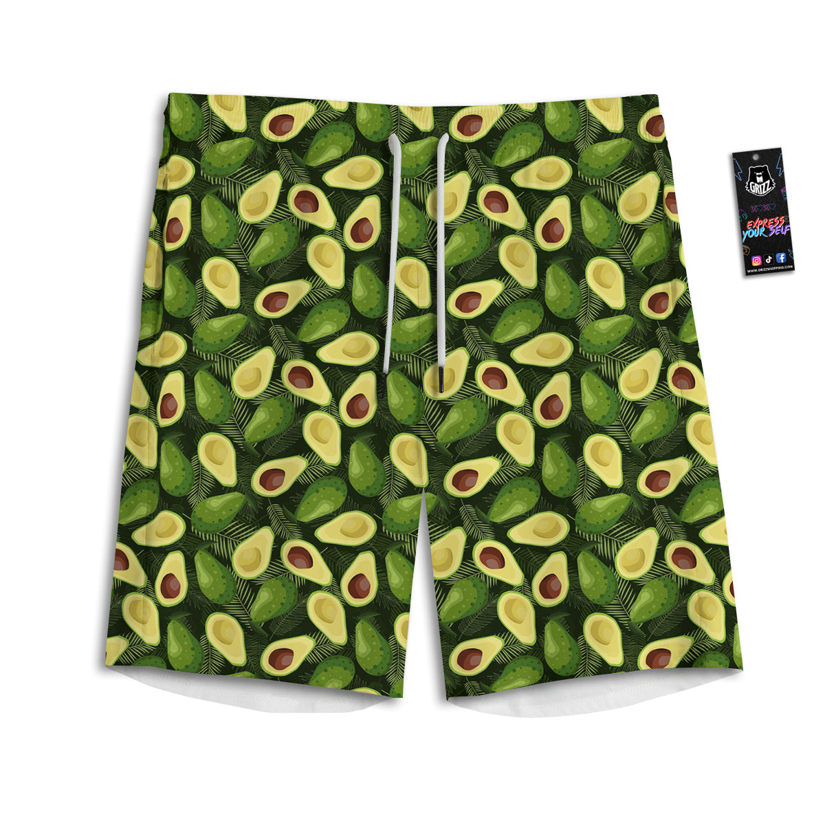 Avocado Half Cut Print Pattern Men's Athletic Shorts