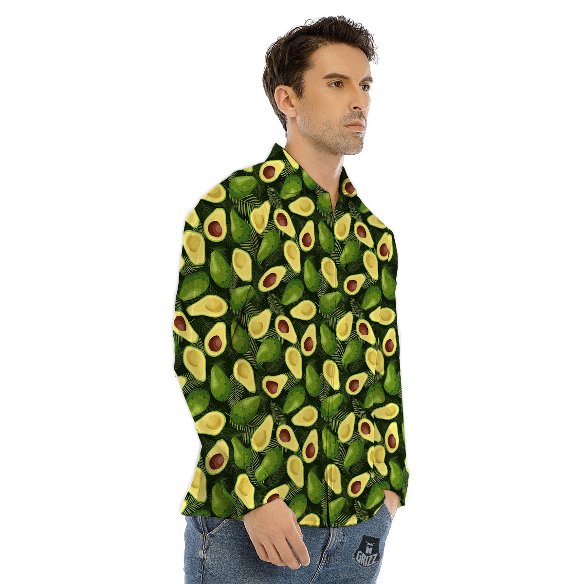 Avocado Half Cut Print Pattern Men's Dress Shirts-grizzshop