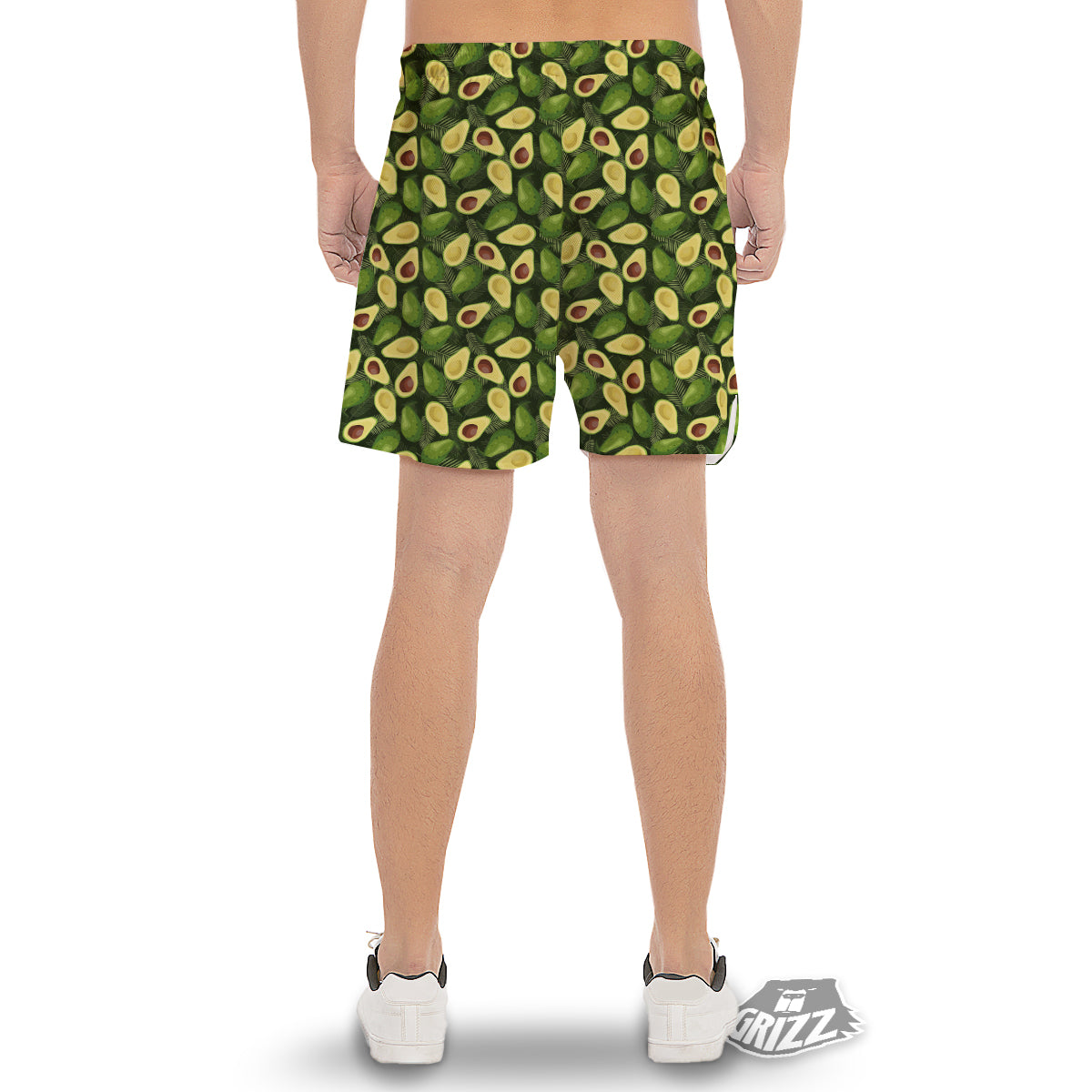 Avocado Half Cut Print Pattern Men's Gym Shorts-grizzshop
