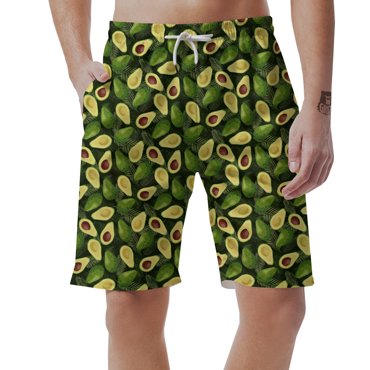 Avocado Half Cut Print Pattern Men's Shorts-grizzshop