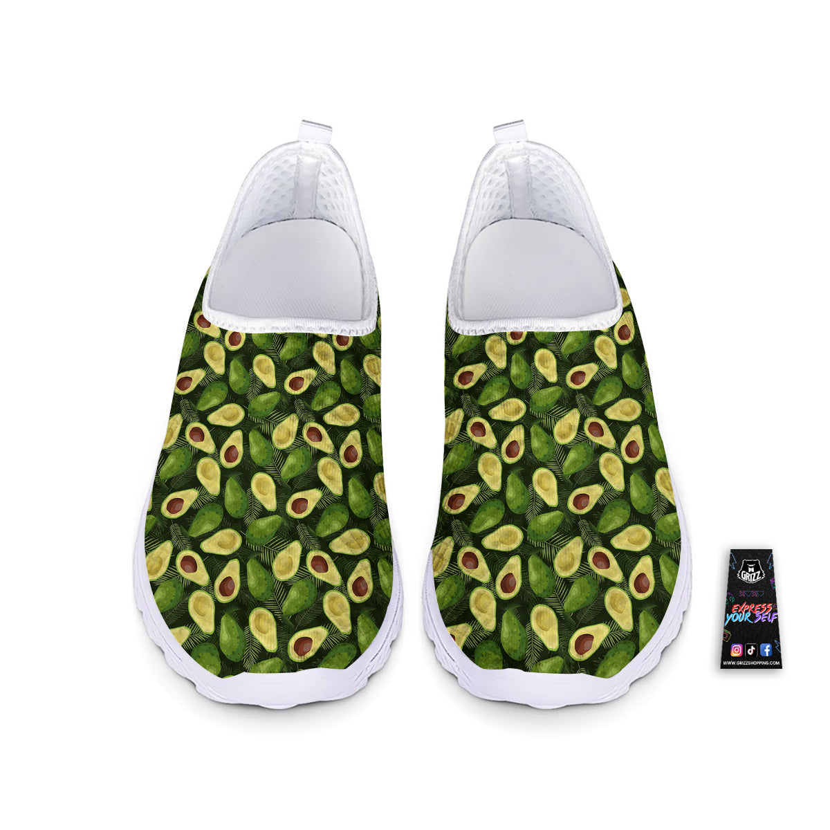 Avocado Half Cut Print Pattern Nurse Shoes-grizzshop