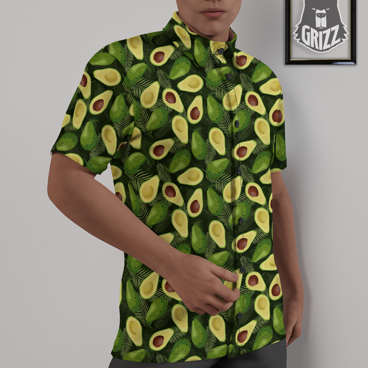 Avocado Half Cut Print Pattern Untucked Shirts-grizzshop