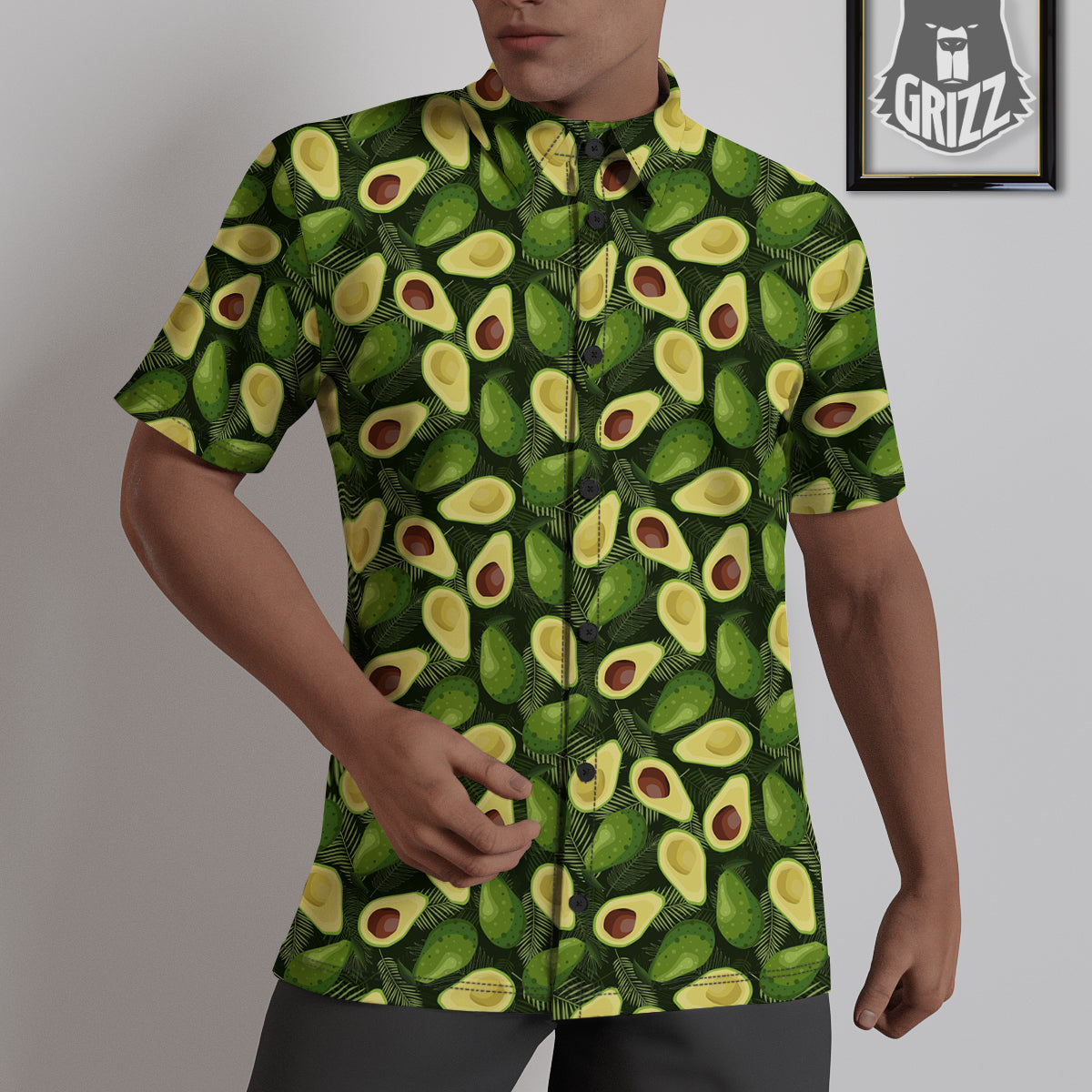 Avocado Half Cut Print Pattern Untucked Shirts-grizzshop