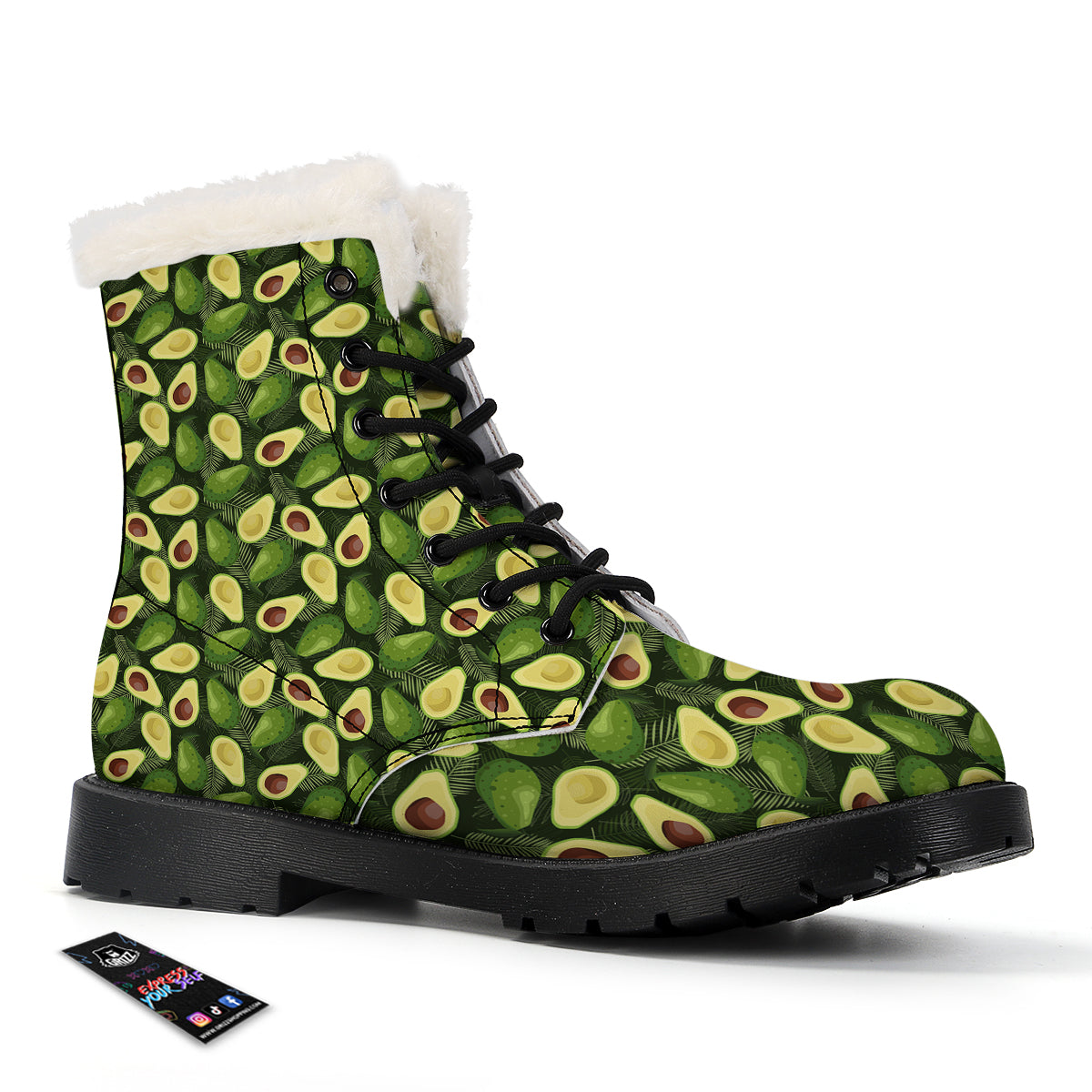Avocado Half Cut Print Pattern Winter Boots-grizzshop