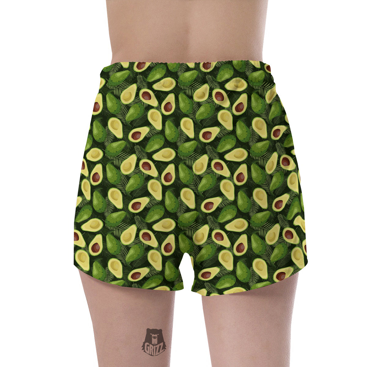 Avocado Half Cut Print Pattern Women's Shorts-grizzshop