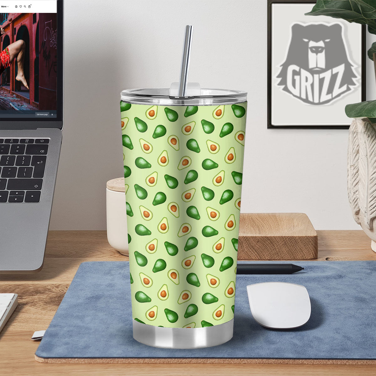 Avocado Half Cut Print Tumbler-grizzshop
