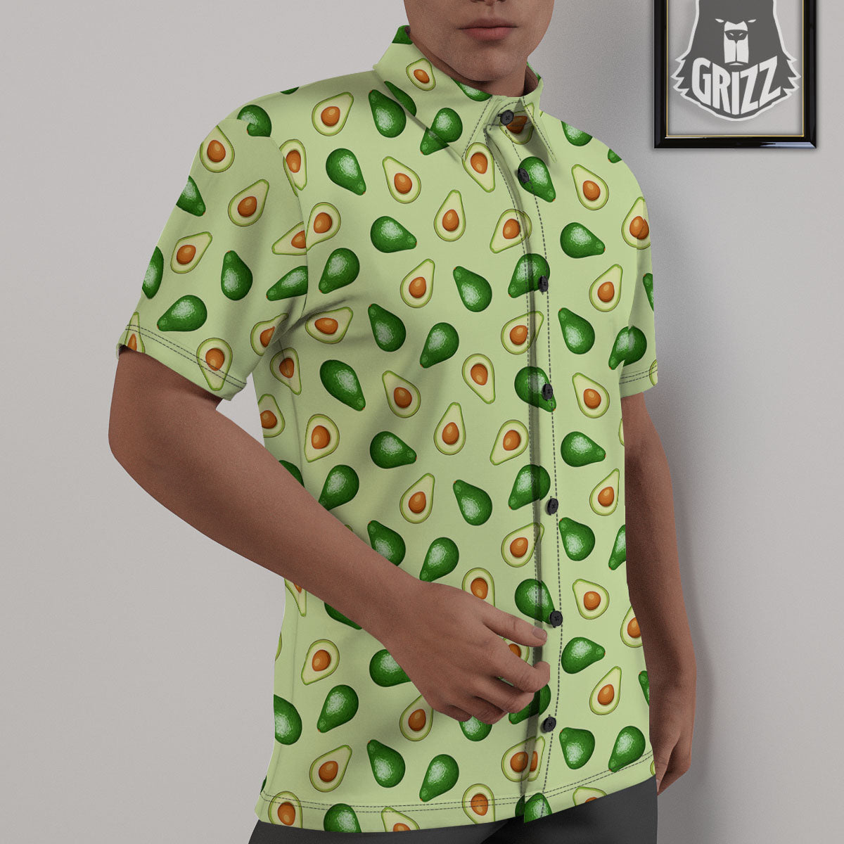 Avocado Half Cut Print Untucked Shirts-grizzshop