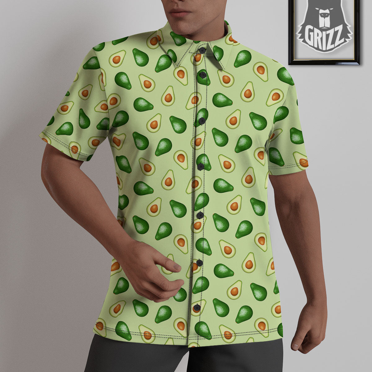 Avocado Half Cut Print Untucked Shirts-grizzshop