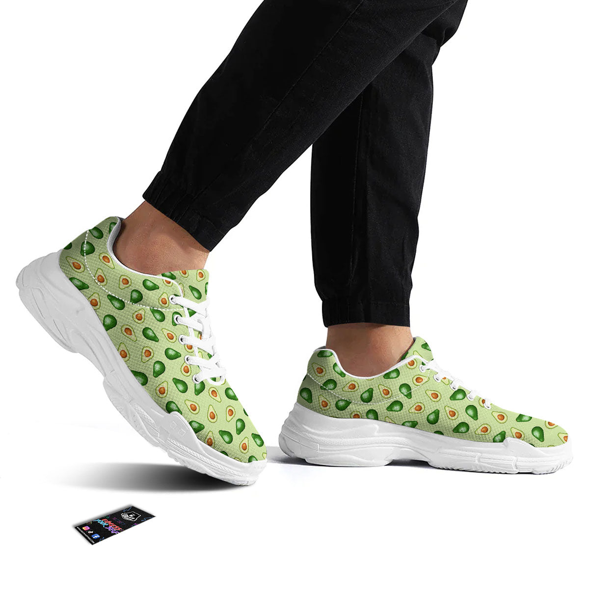 Avocado Half Cut Print White Chunky Shoes-grizzshop