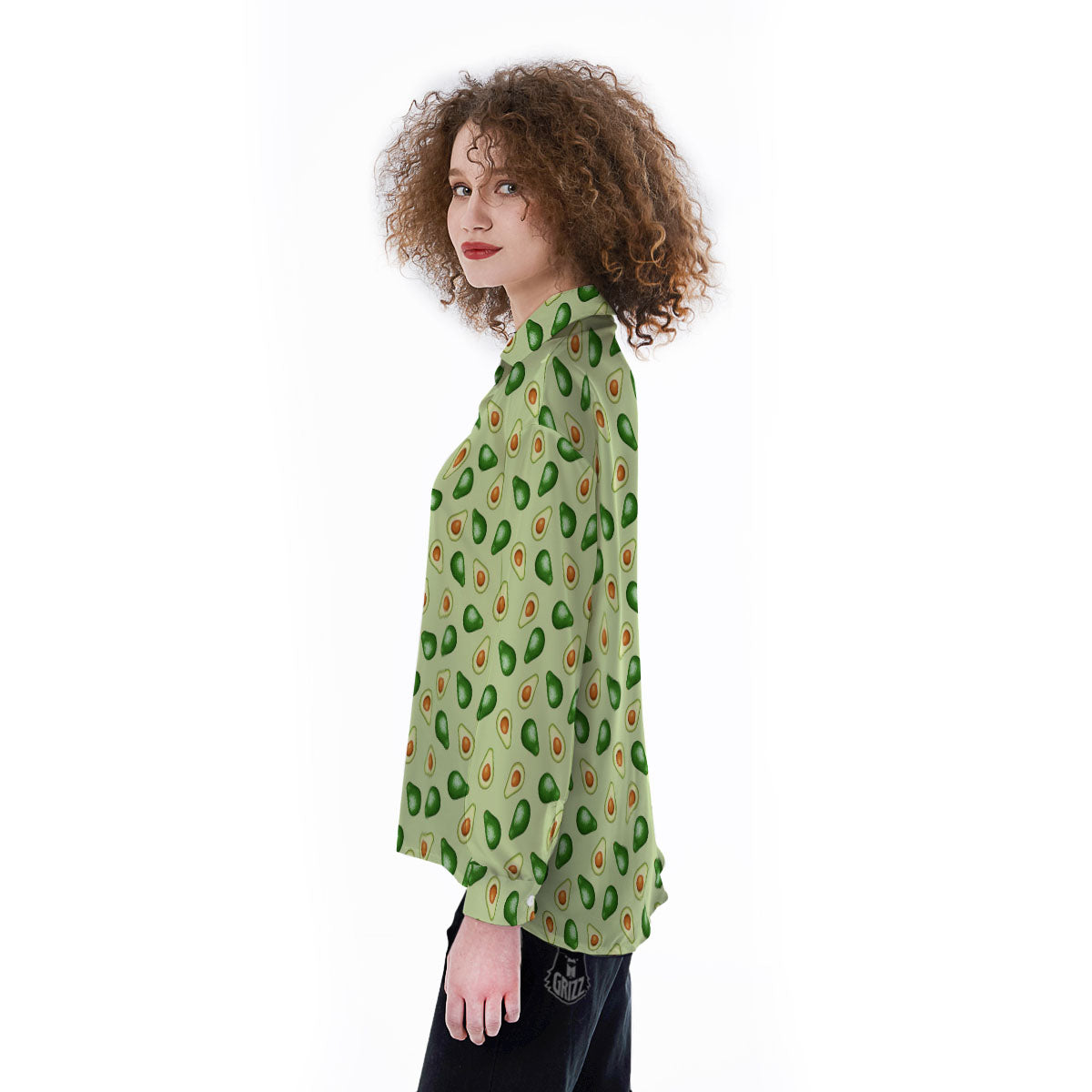 Avocado Half Cut Print Women's Long Sleeve Shirts-grizzshop