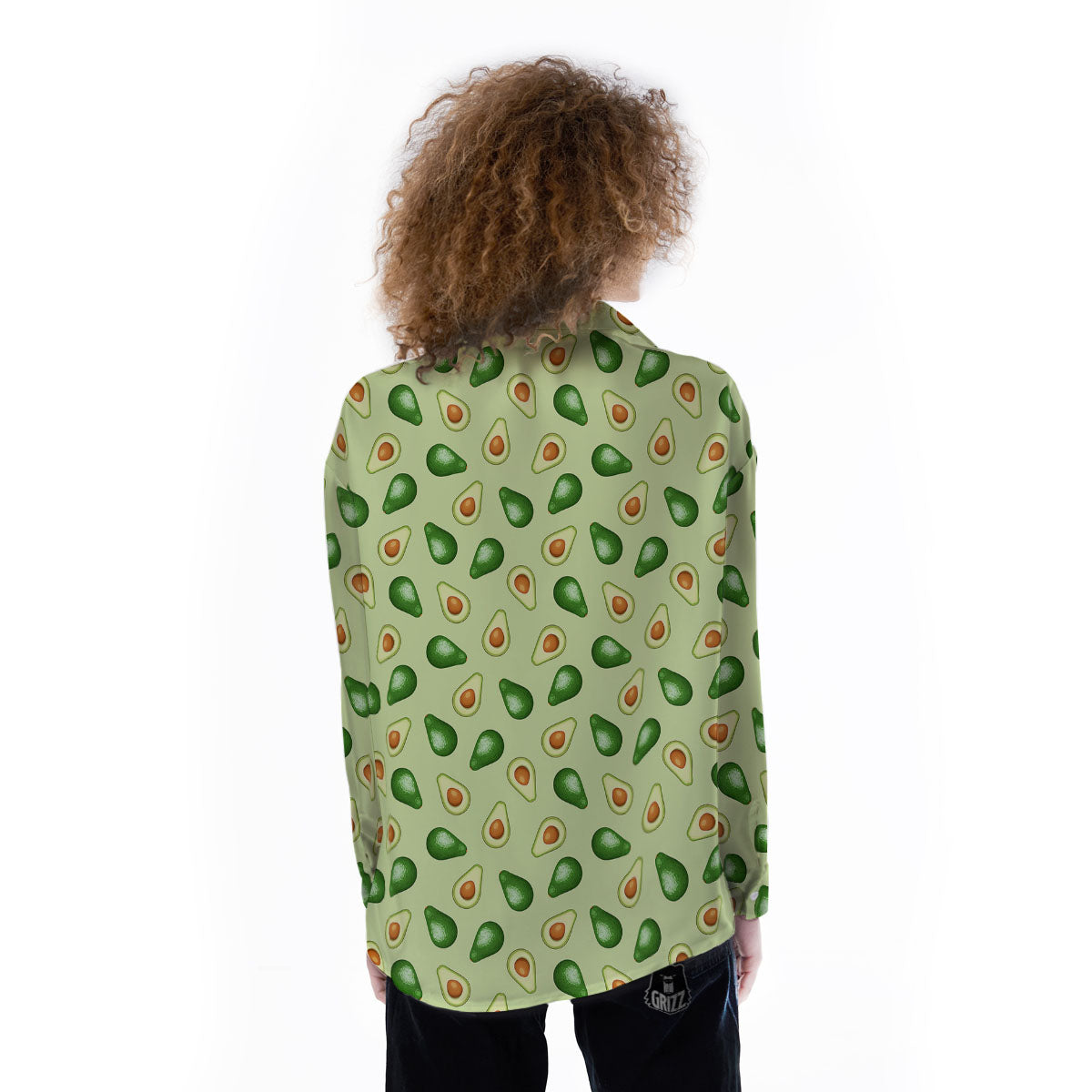 Avocado Half Cut Print Women's Long Sleeve Shirts-grizzshop